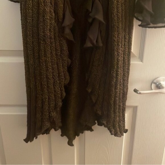 🎄Vintage Zone Bleue Brown Crochet Knit Long Sleeve Duster Cardigan Cozy Jacket - Picture 9 of 10